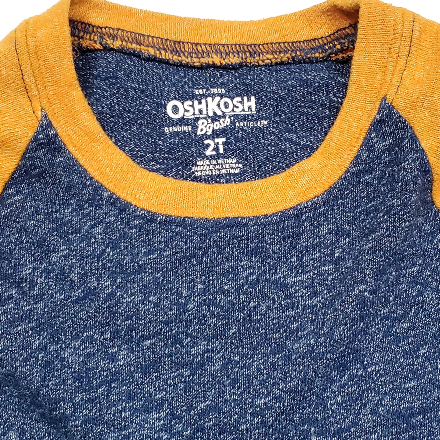 Oshkosh Boys Navy Blue Yellow Shirt 2T Used View 3