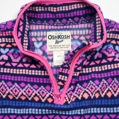 Oshkosh Girls Pink Purple Fleece Pullover Size 4 Used View 3