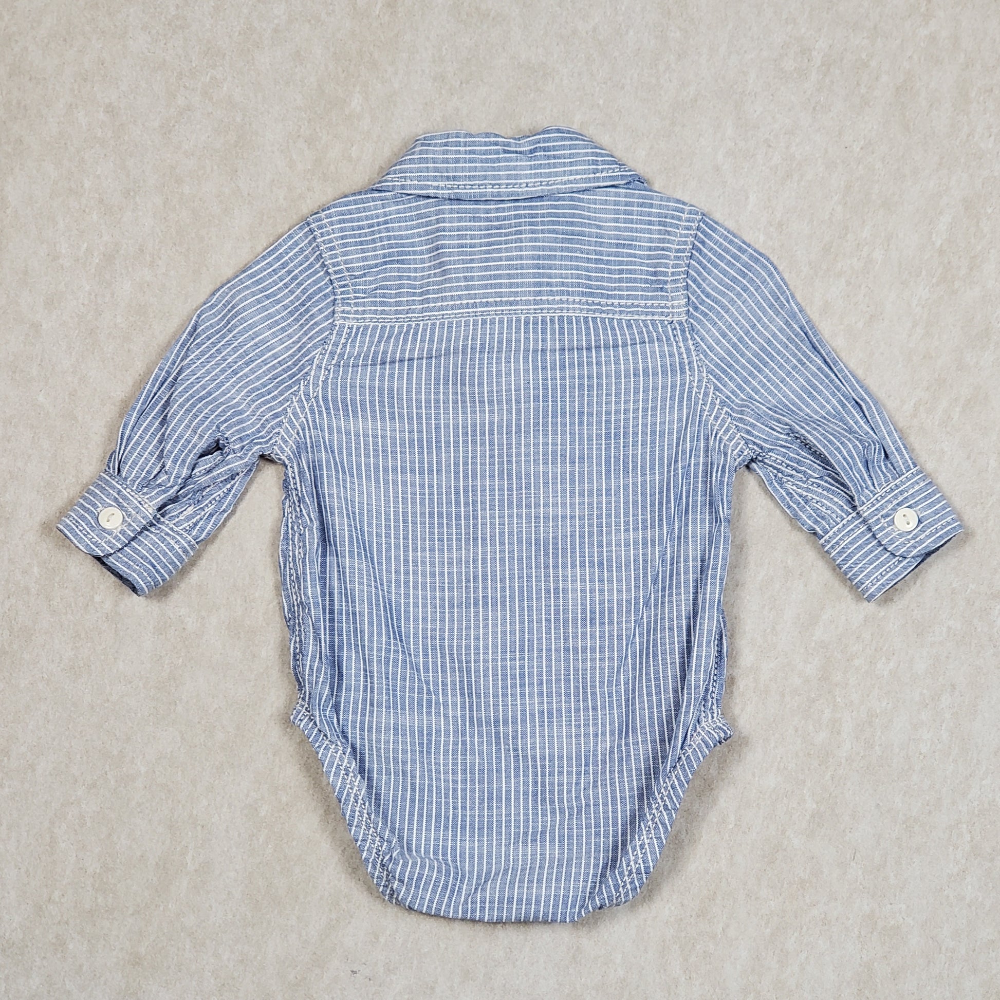Oshkosh Boys Striped Button Front Bodysuit Blue Used View 2
