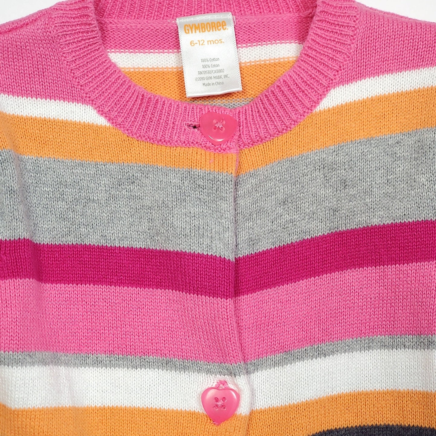 Gymboree Pink Bow Striped Girls Cardigan 6M Used View 3