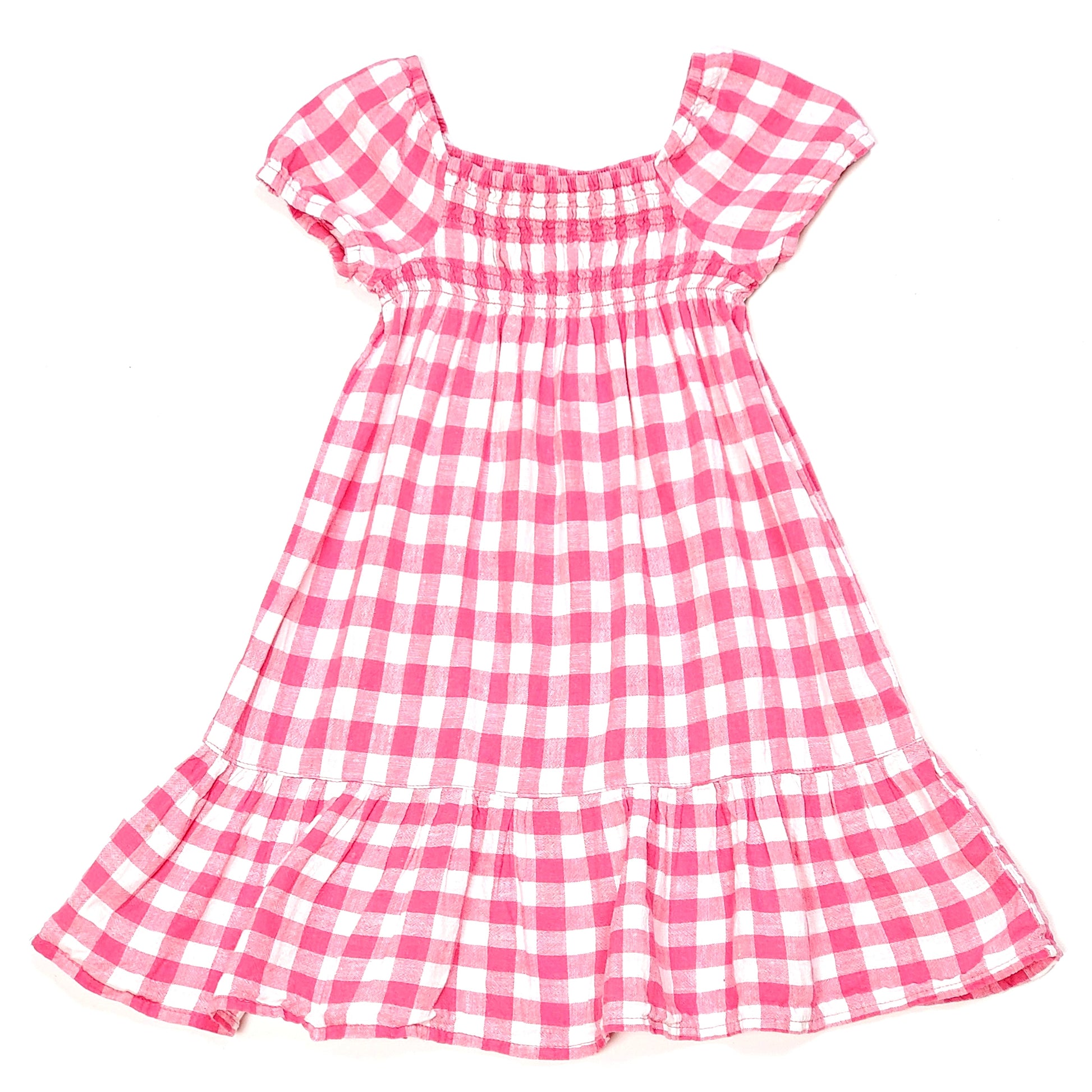 Old Navy Pink Gingham Plaid Girls Dress 2T Used View 1