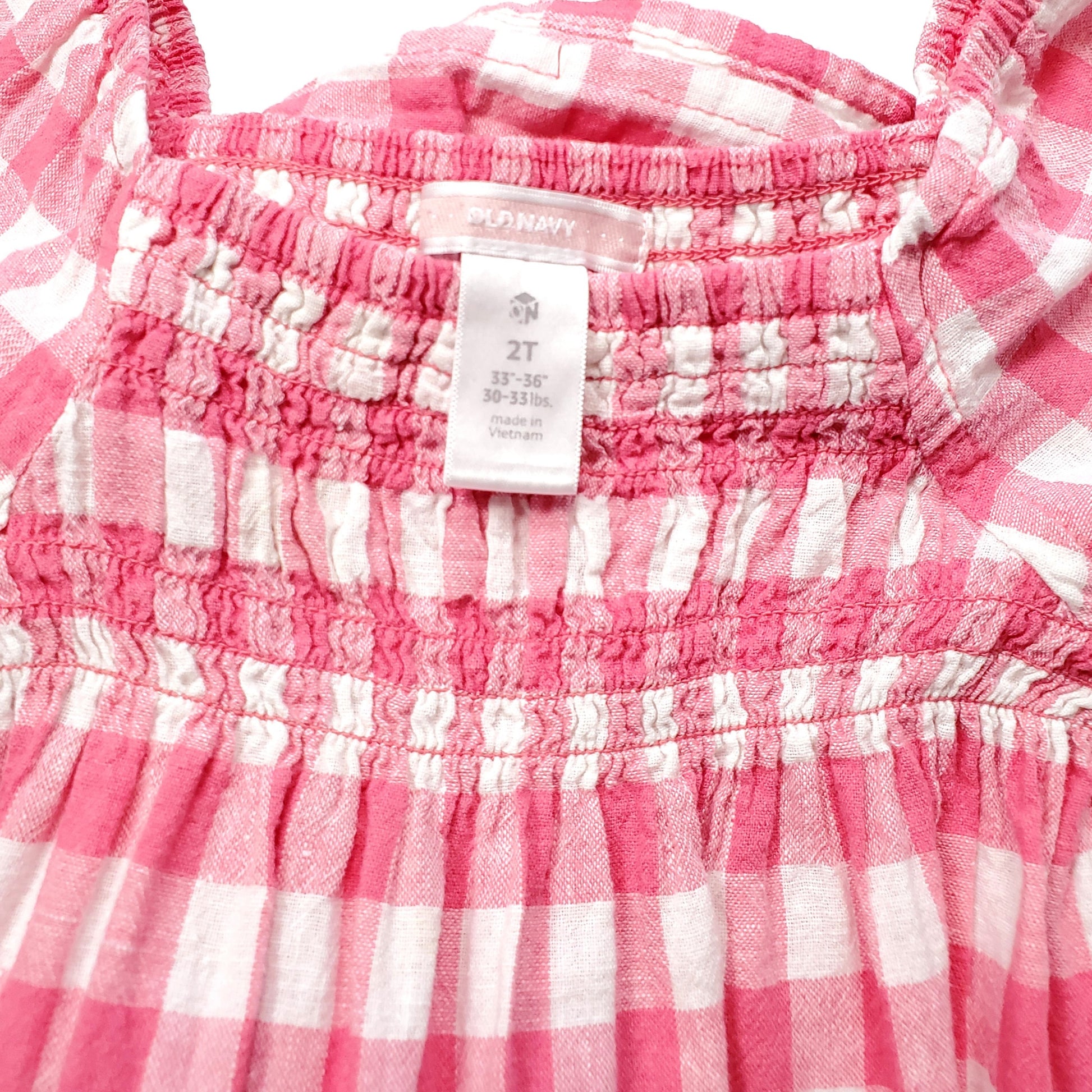Old Navy Pink Gingham Plaid Girls Dress 2T Used View 3