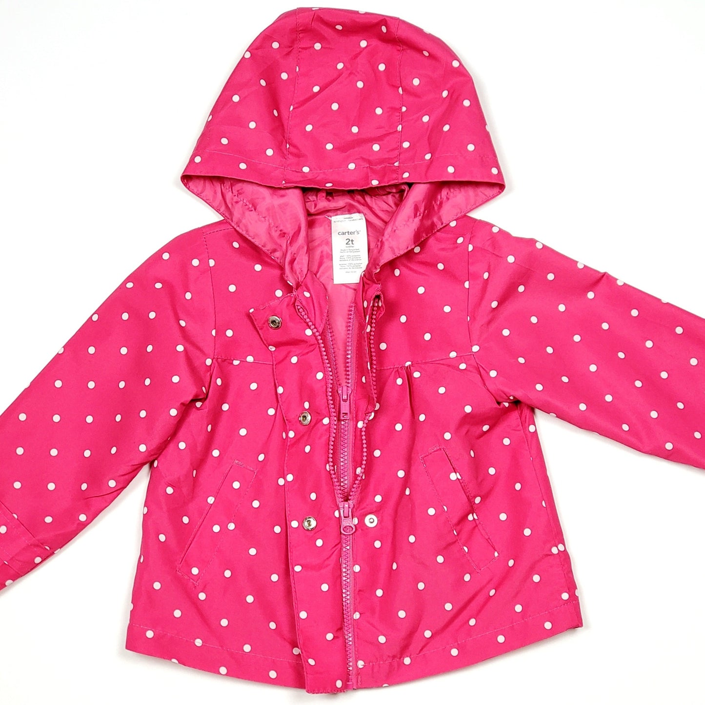 Carters Pink White Polka Dot Girls Jacket 2T Used View 2