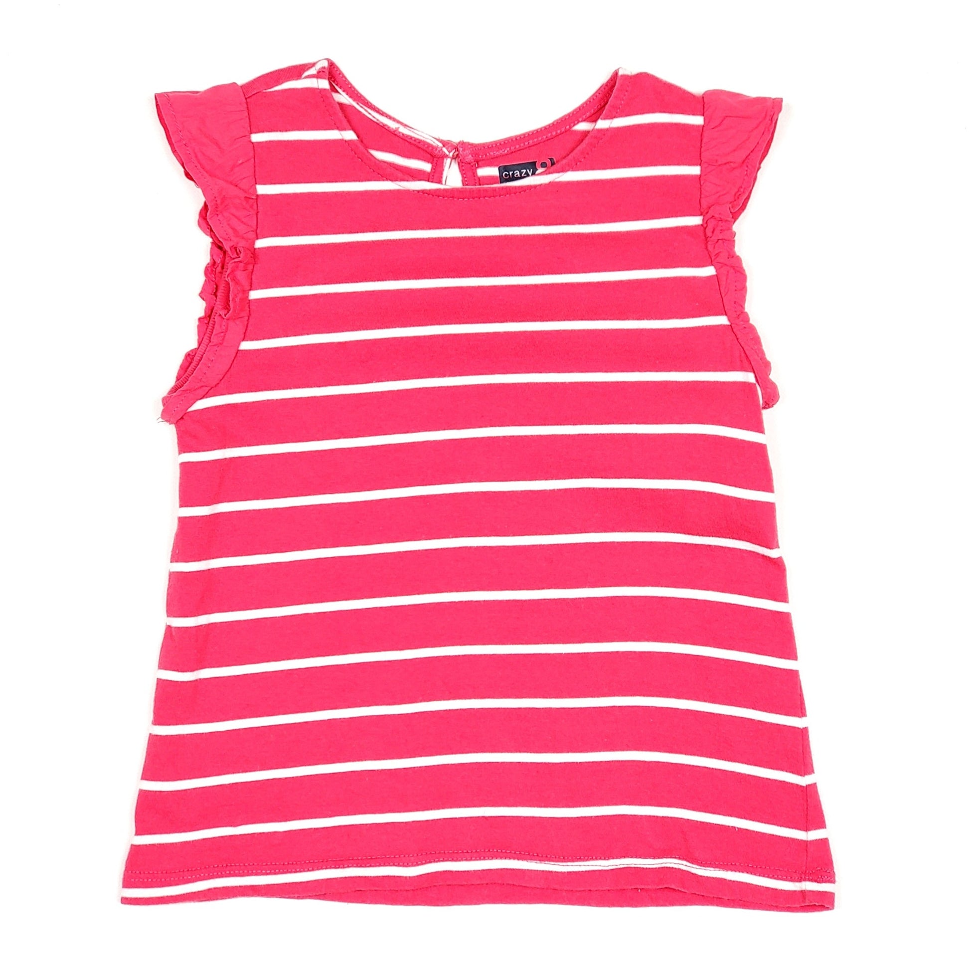 Crazy 8 Girls Pink White Striped Top 3T Used View 1
