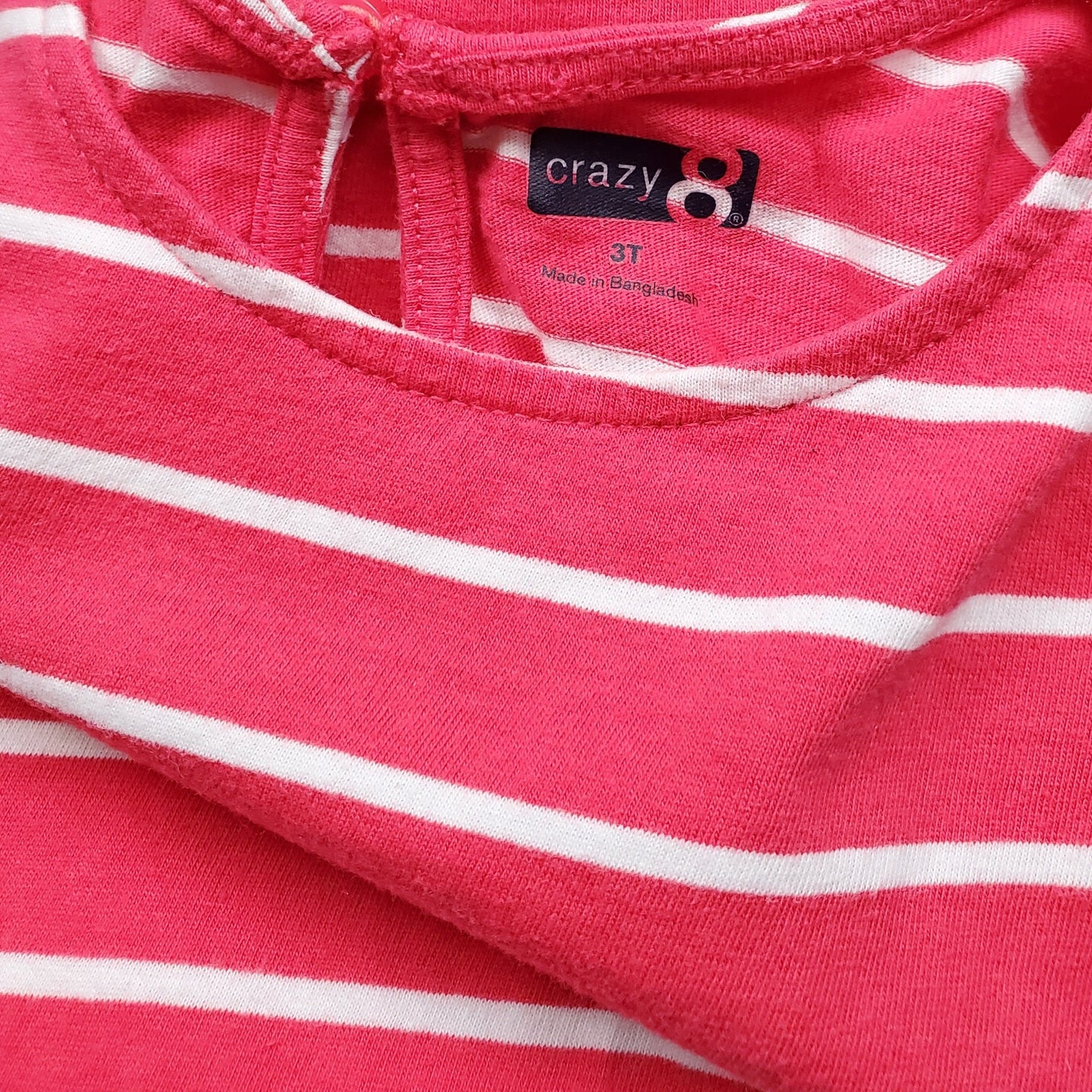 Crazy 8 Girls Pink White Striped Top 3T Used View 3