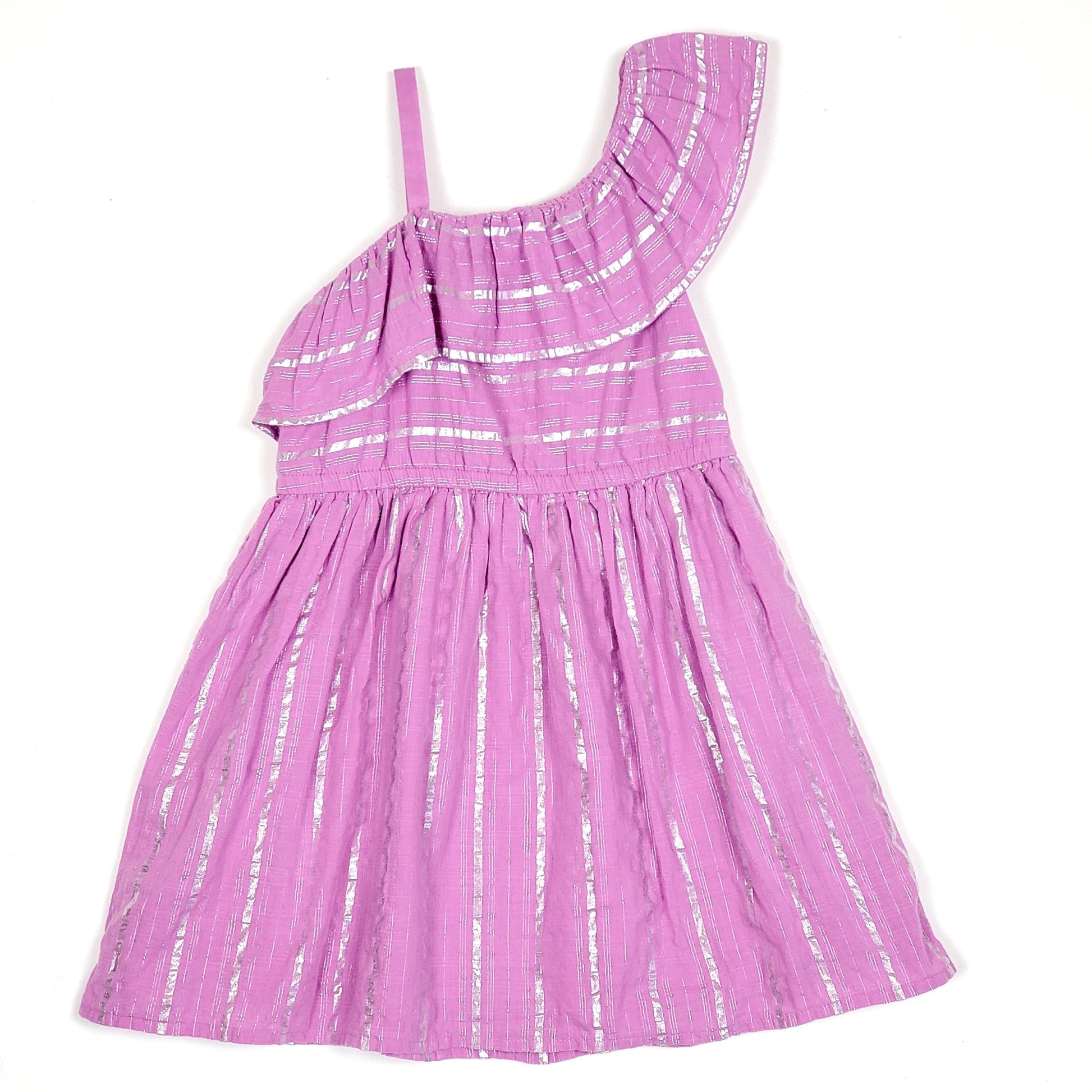 Cat Jack Girls Purple Striped Dress 5T Used View 1