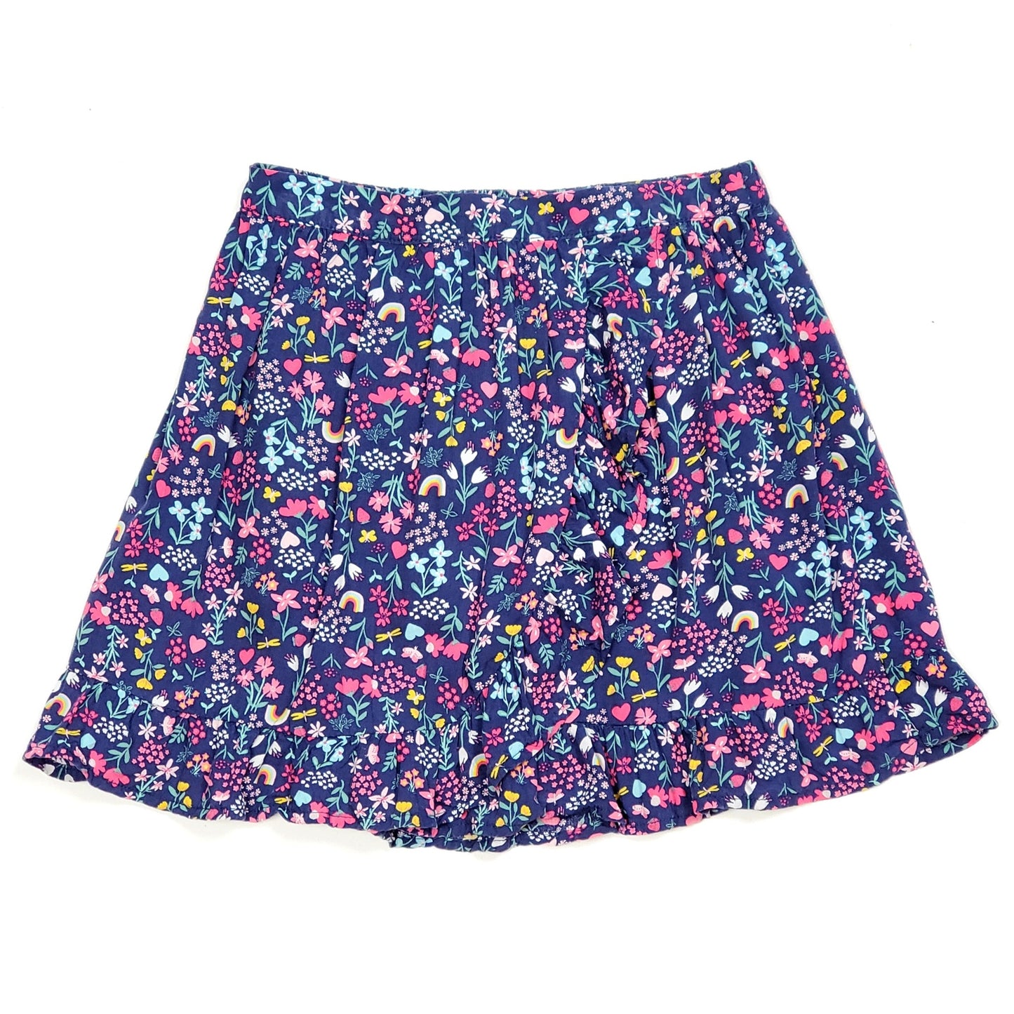 Carters Girls Rainbow Floral Ruffle Skort Size 7 Used View 1