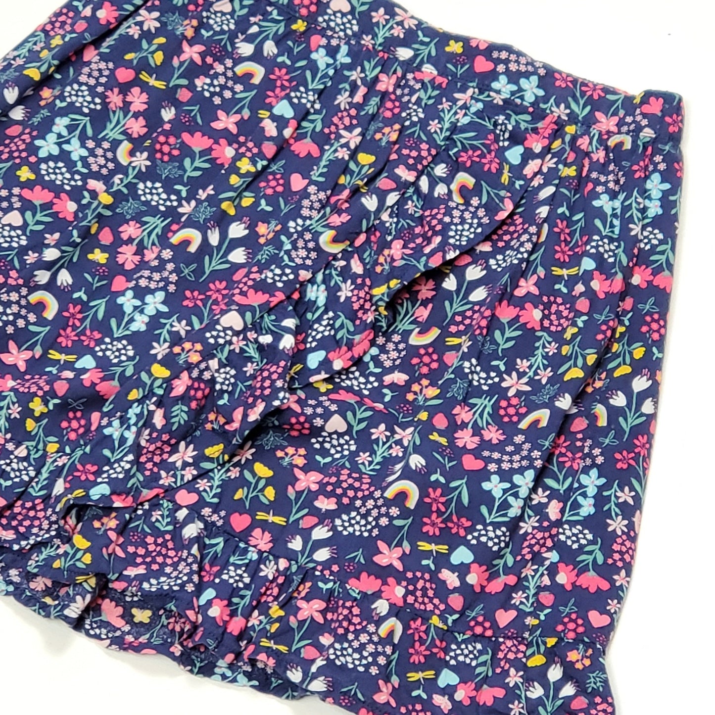 Carters Girls Rainbow Floral Ruffle Skort Size 7 Used View 2
