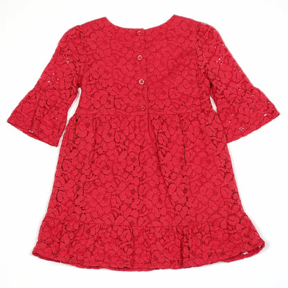 Baby Gap Girls Red Eyelet Floral Dress Size 2 Used, back