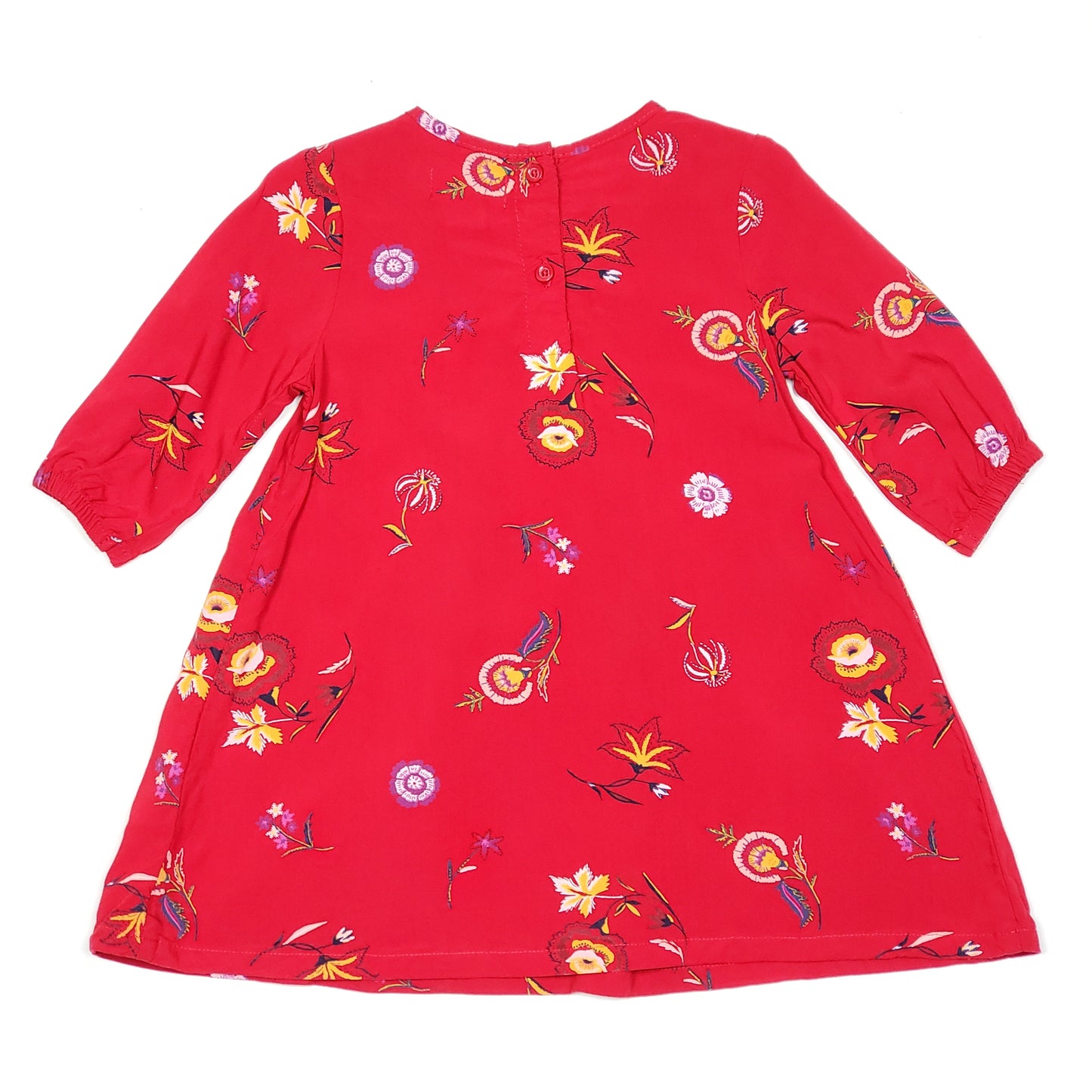 Old Navy Red Floral Print Girls Dress 2T Used View 2