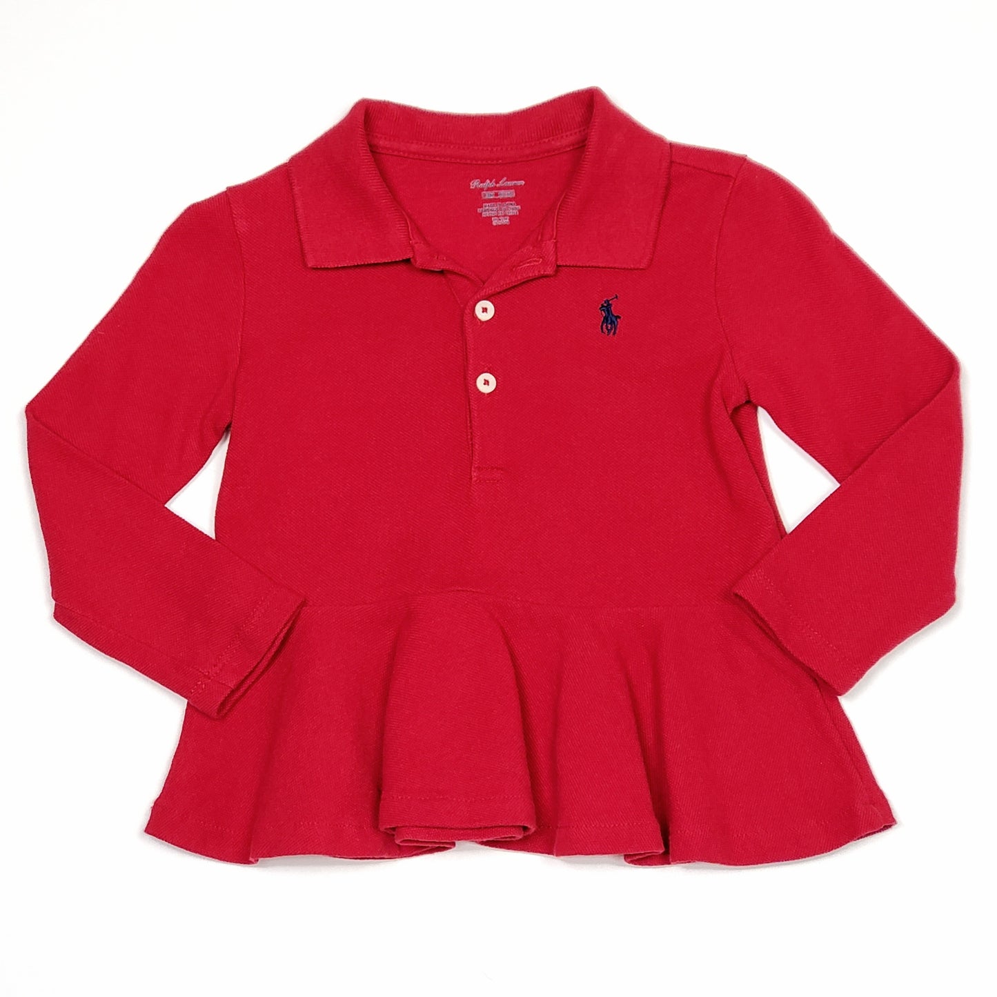Ralph Lauren Red Girls Peplum Polo Shirt 18M Used View 1