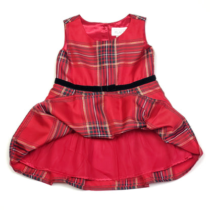 Childrens Place Red Gold Girls Plaid Dress 18M NWT View 2