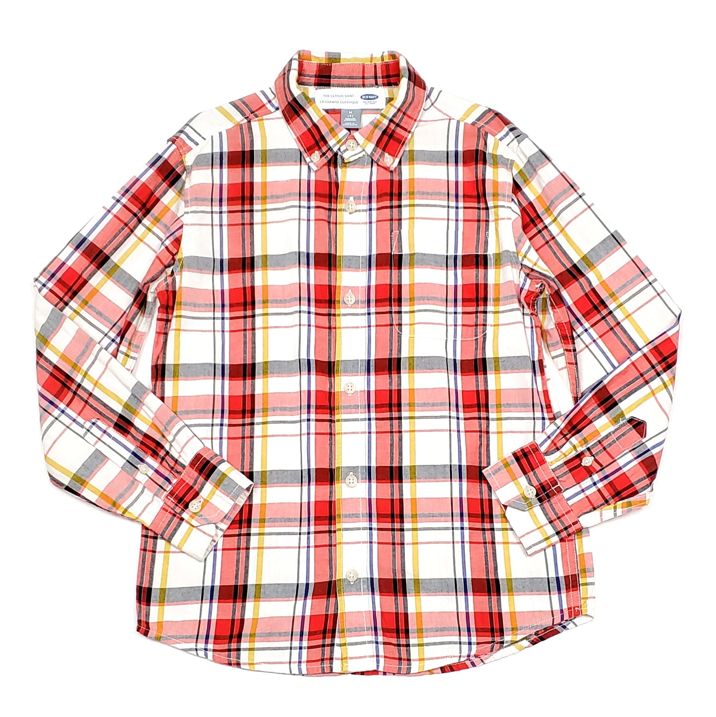 Old Navy Boys Red Multi Plaid Shirt Size 8 Used View 1
