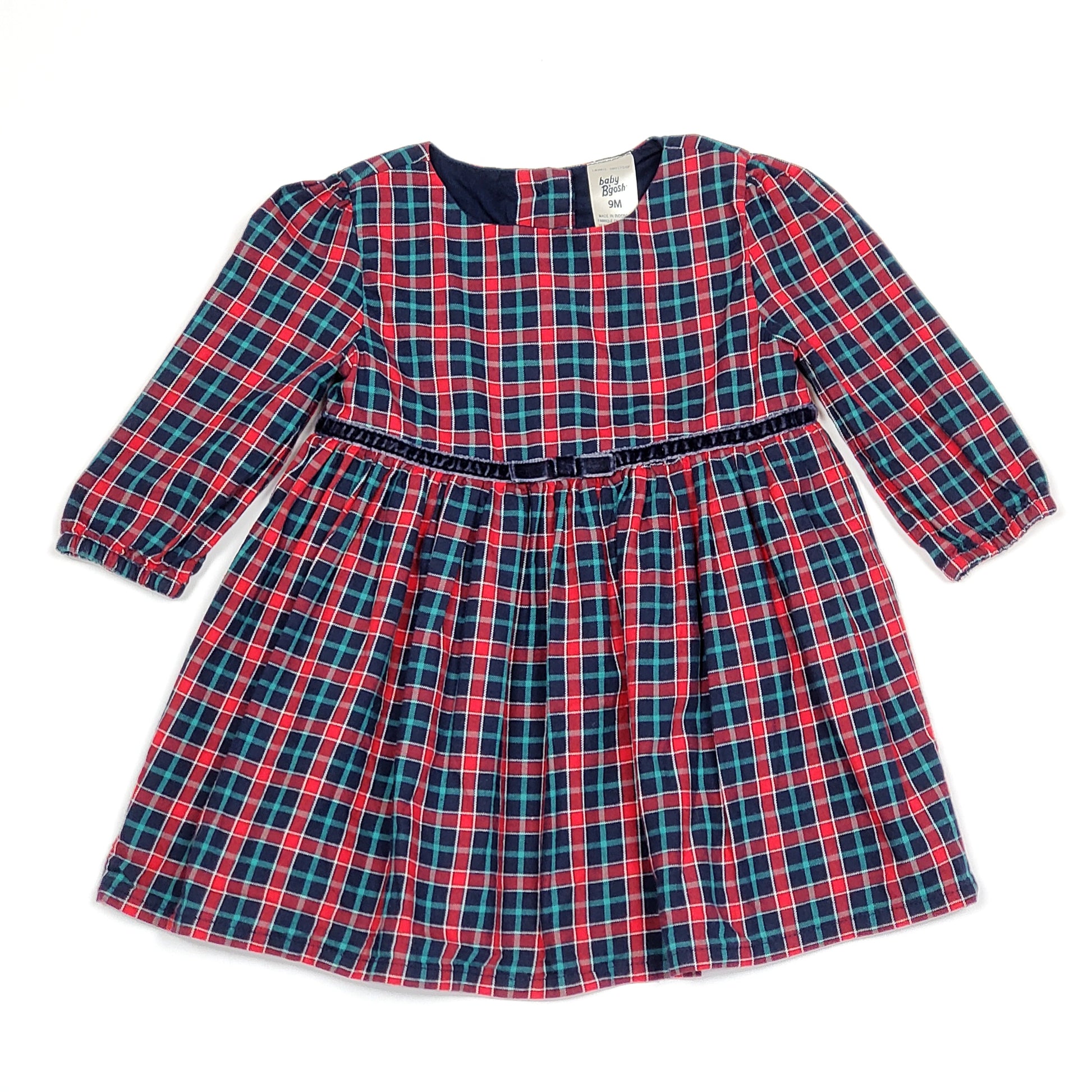 Oshkosh Girls Red Plaid Holiday Dress 9M Used View 1