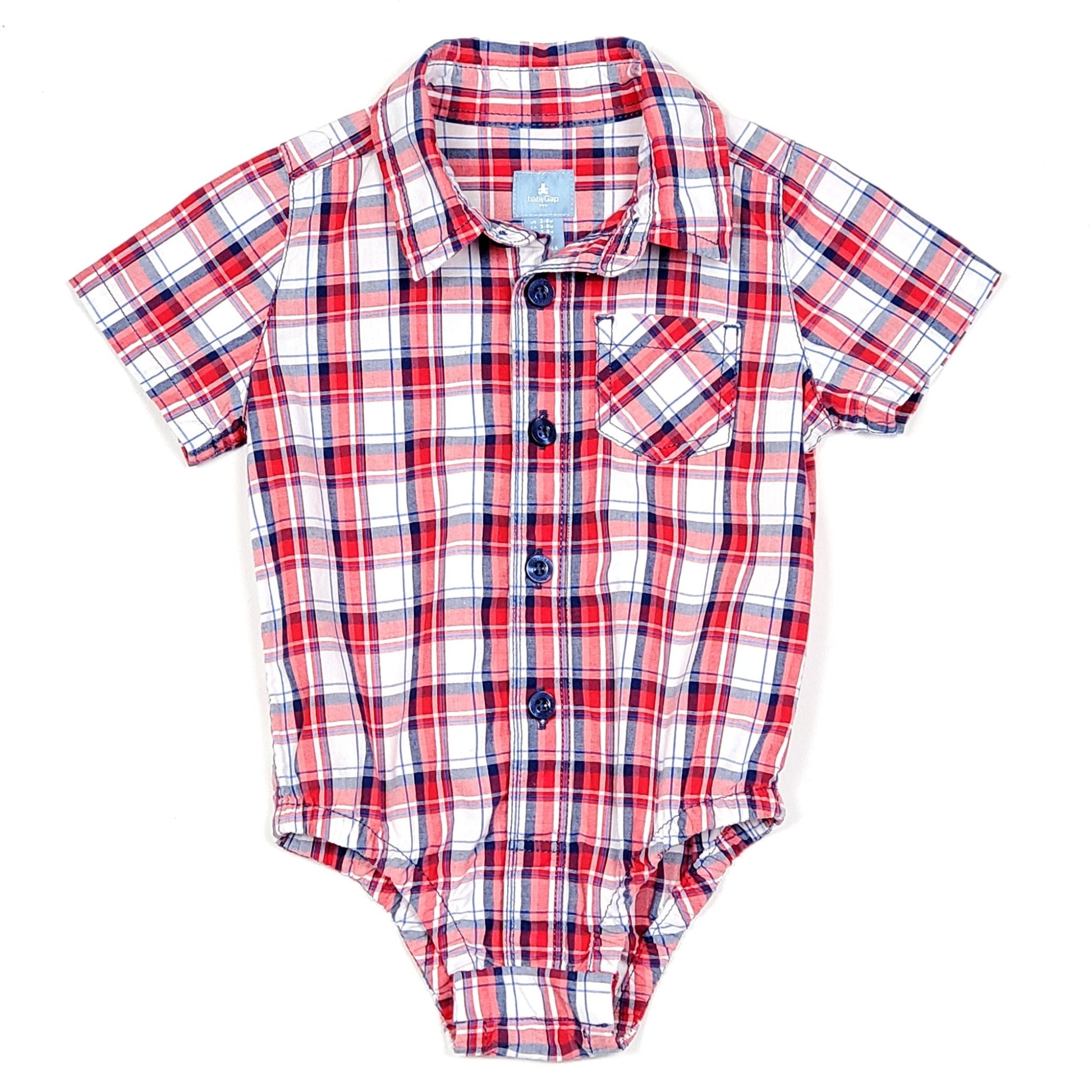 Baby Gap Boys Red White Plaid Bodysuit 3-6M