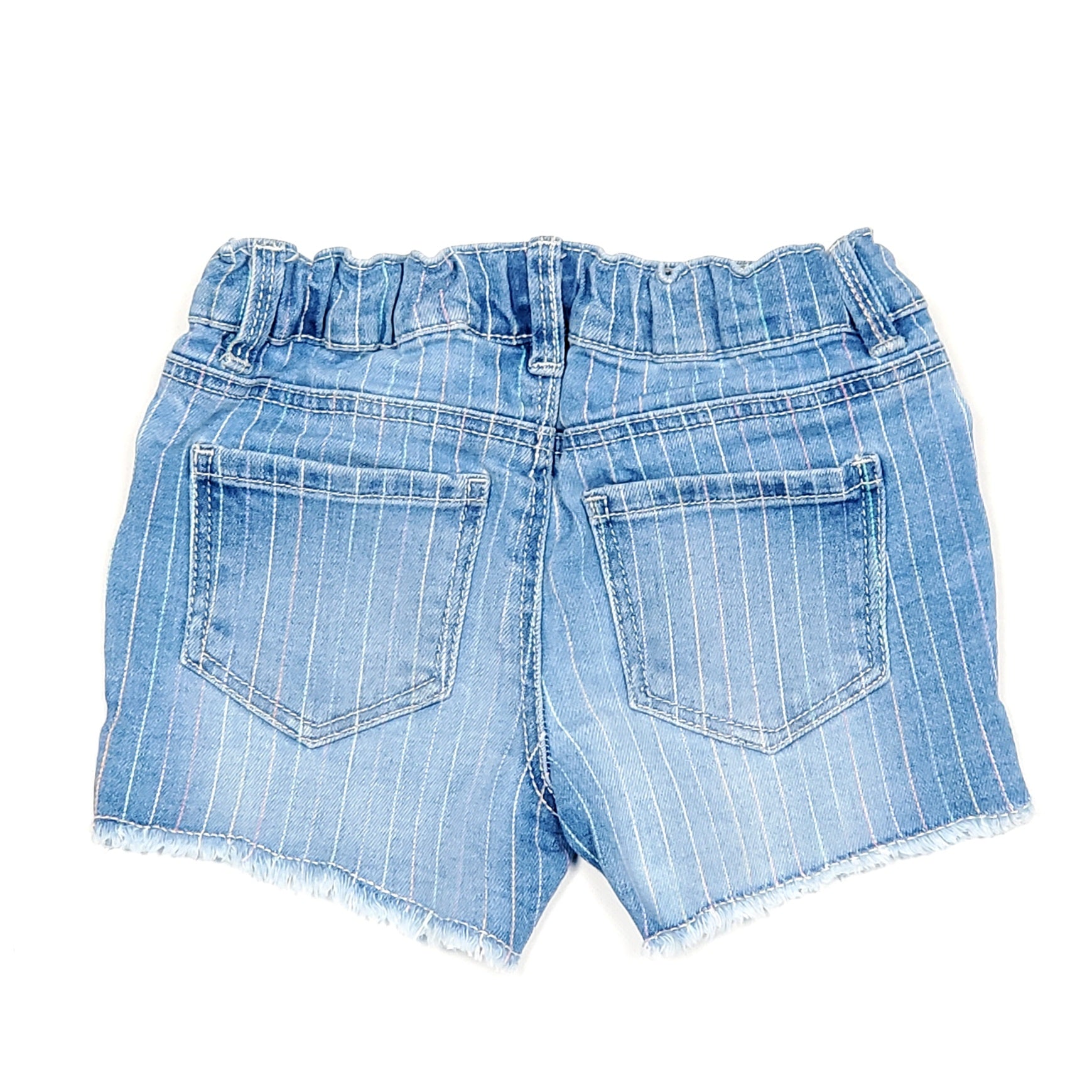 Oshkosh Girls Striped Frayed Denim Shorts 3T Used View 2