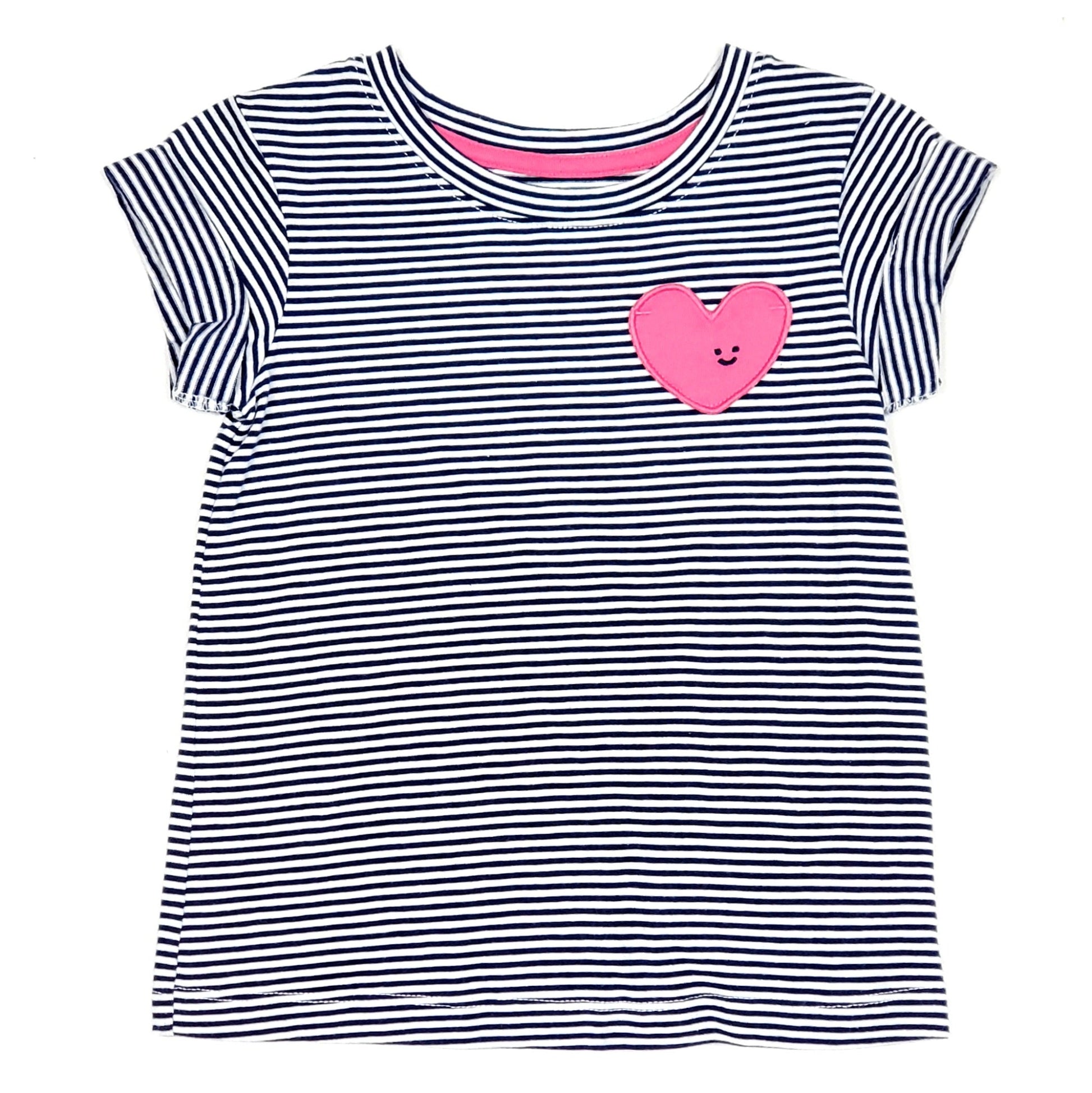 Cat Jack Girls Striped Heart Pocket Tee 4T Used View 1