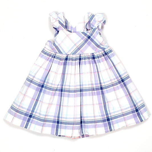 Oshkosh White Purple Plaid Girls Dress 18M Used View 1