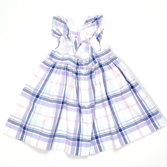 Oshkosh White Purple Plaid Girls Dress 18M Used View 2