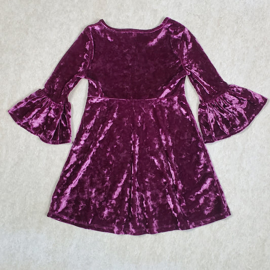 Wonder Nation Girls Purple Crushed Velvet Dress Size 4 Used View 2