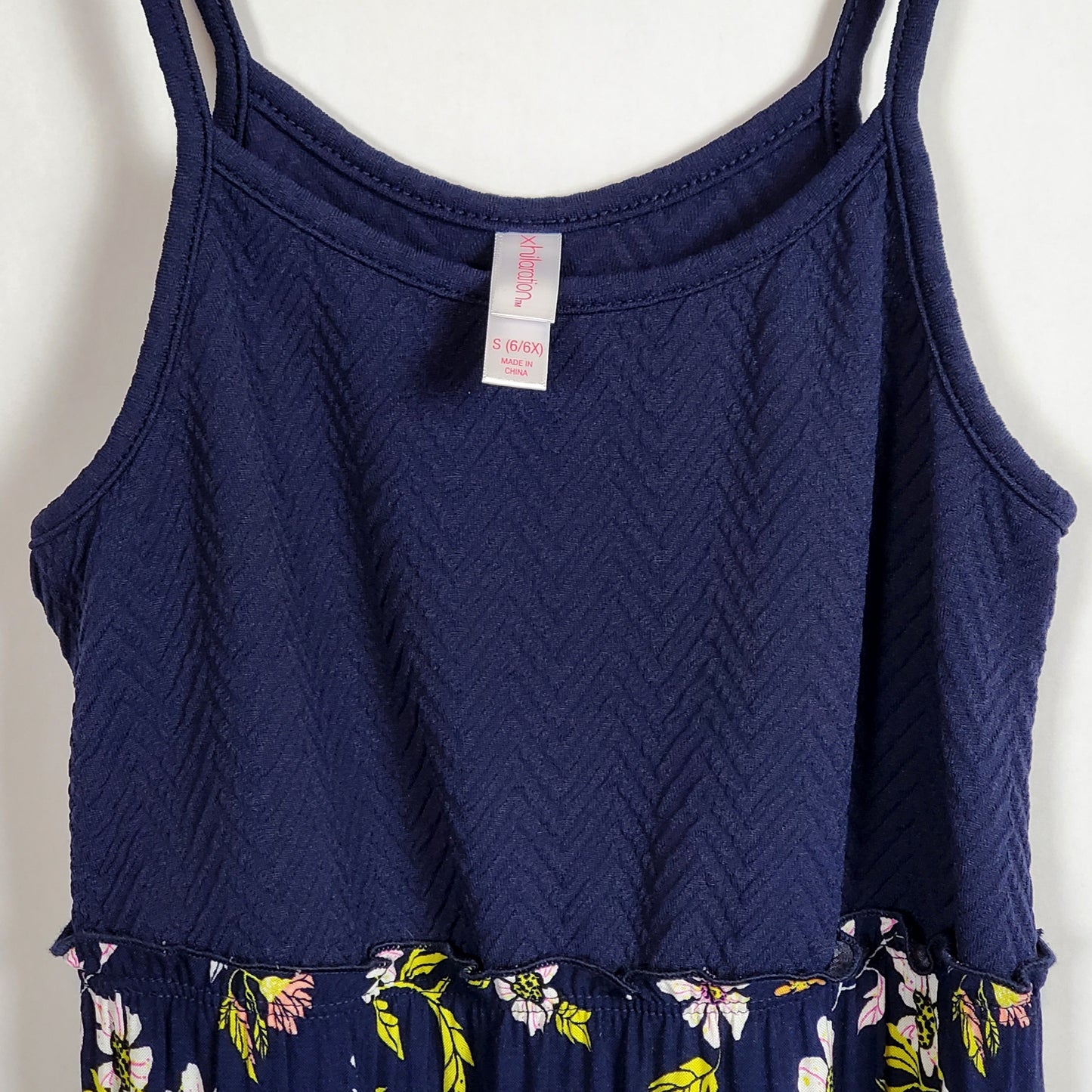 Xhilaration Girls Navy Blue Floral Dress Size 6 Used View 4