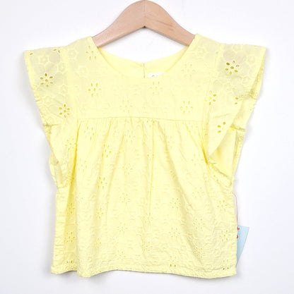 Cat Jack Girls Yellow Eyelet Top 3T NWT View 1
