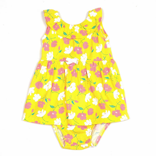 Carters Girls Yellow Floral Onesie Dress 18M Used View 1