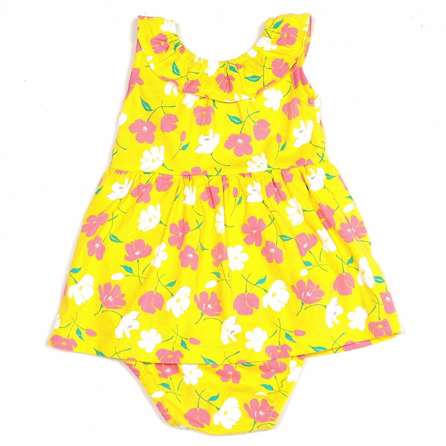 Carters Girls Yellow Floral Onesie Dress 18M Used View 2