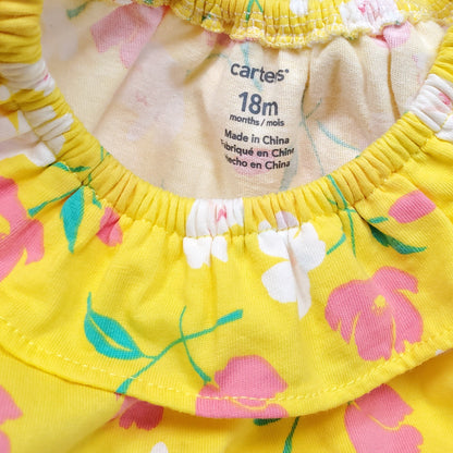 Carters Girls Yellow Floral Onesie Dress 18M Used View 3