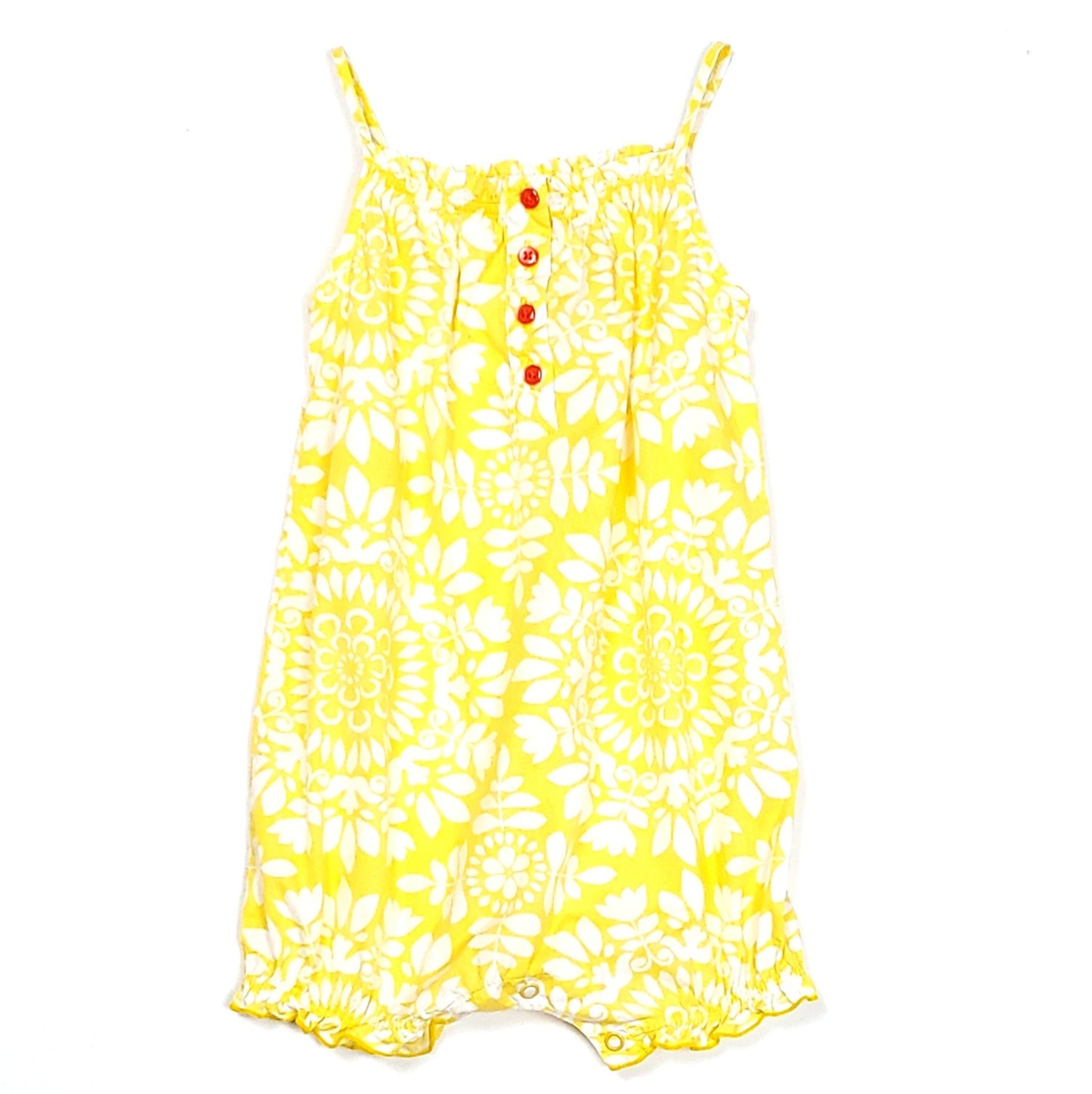 Carters Girls Yellow White Floral Romper 24M Used View 1