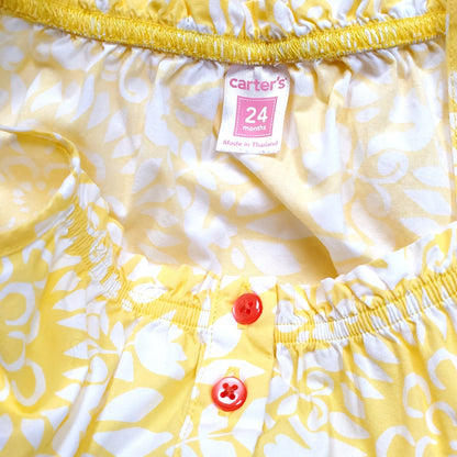 Carters Girls Yellow White Floral Romper 24M Used View 3