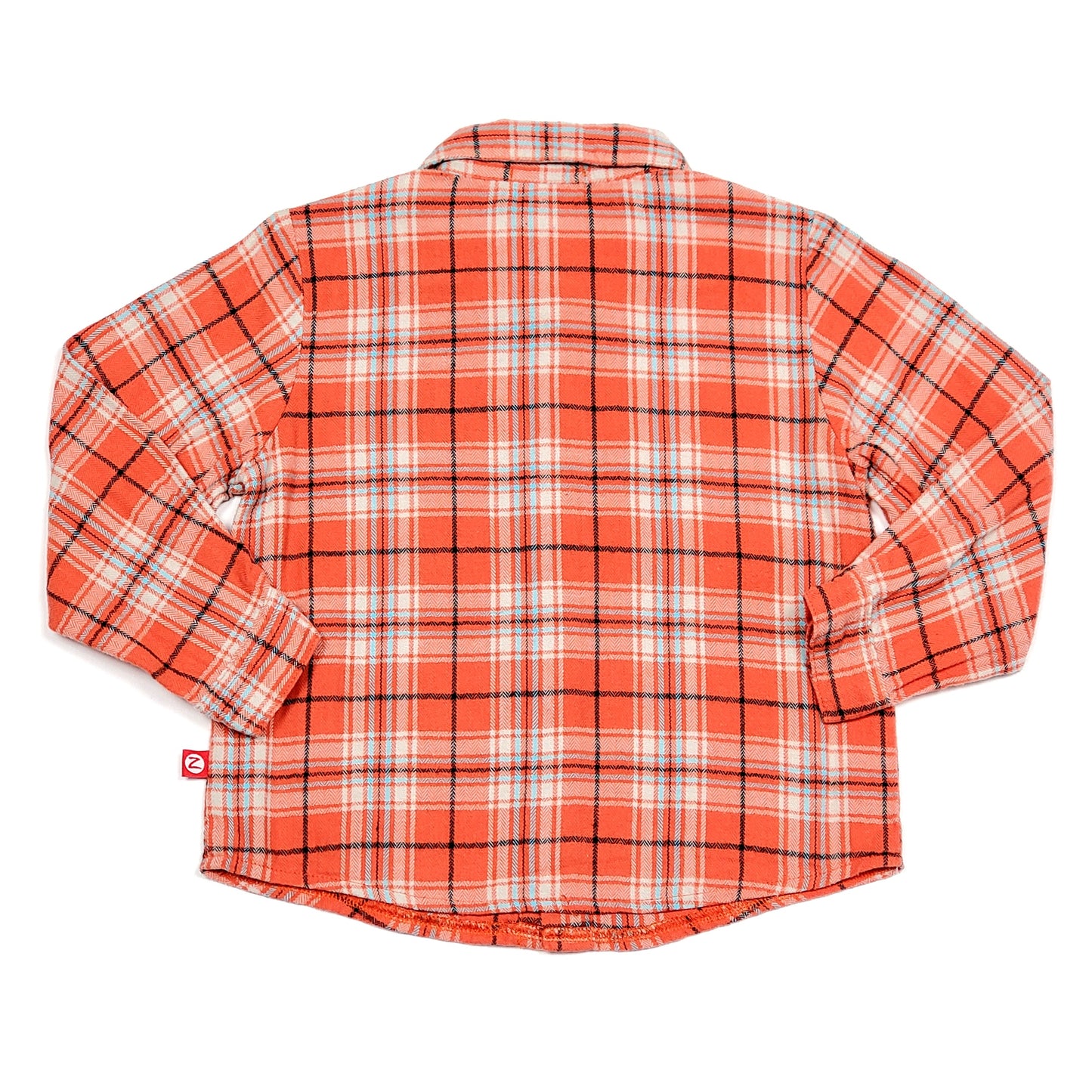 Zutano Orange Grey Boys Flannel Shirt 2T Used View 2